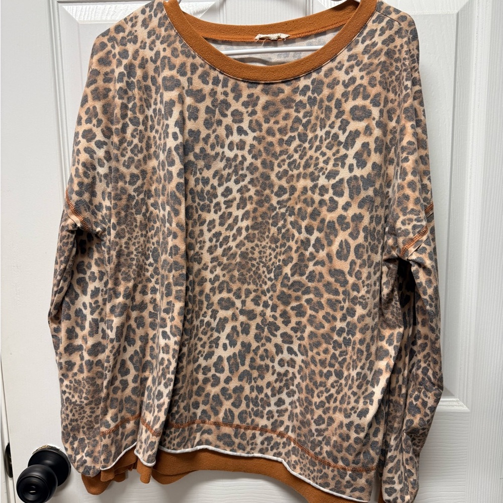 Leopard Print Sweater with Brown Accents